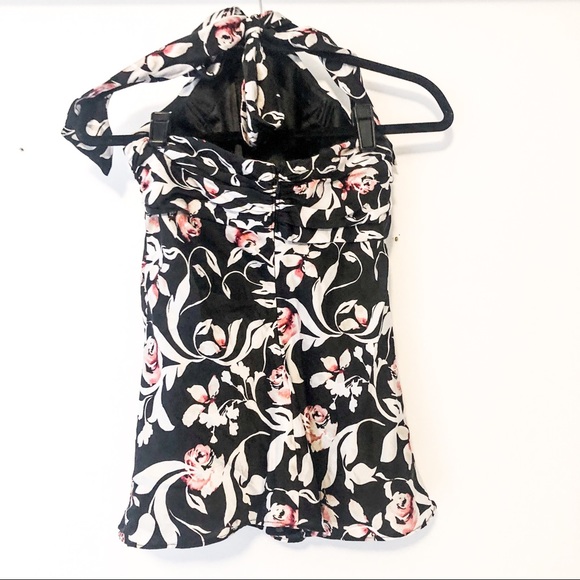 EUC White House Black Market Floral Halter Blouse - Picture 3 of 3